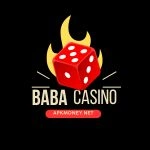 Logo of Baba Casino featuring a red die on fire, with the text "BABA CASINO" prominently displayed above and "AFKMONEY NET" below.